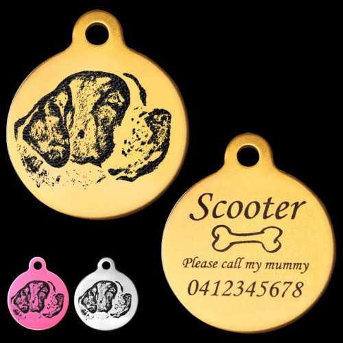 St Bernard Engraved 31mm Large Round Pet Dog ID Tag